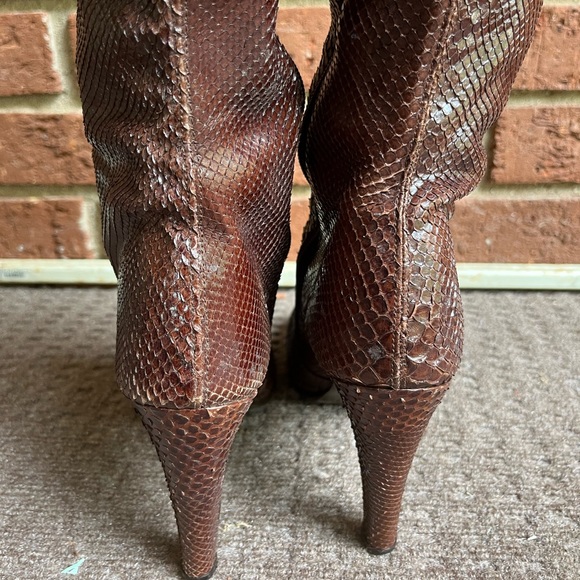ROSINA FERRAGAMO SCHIAVONE vintage boots snake skin size 7 But Fit Like Size 6! - Picture 3 of 8